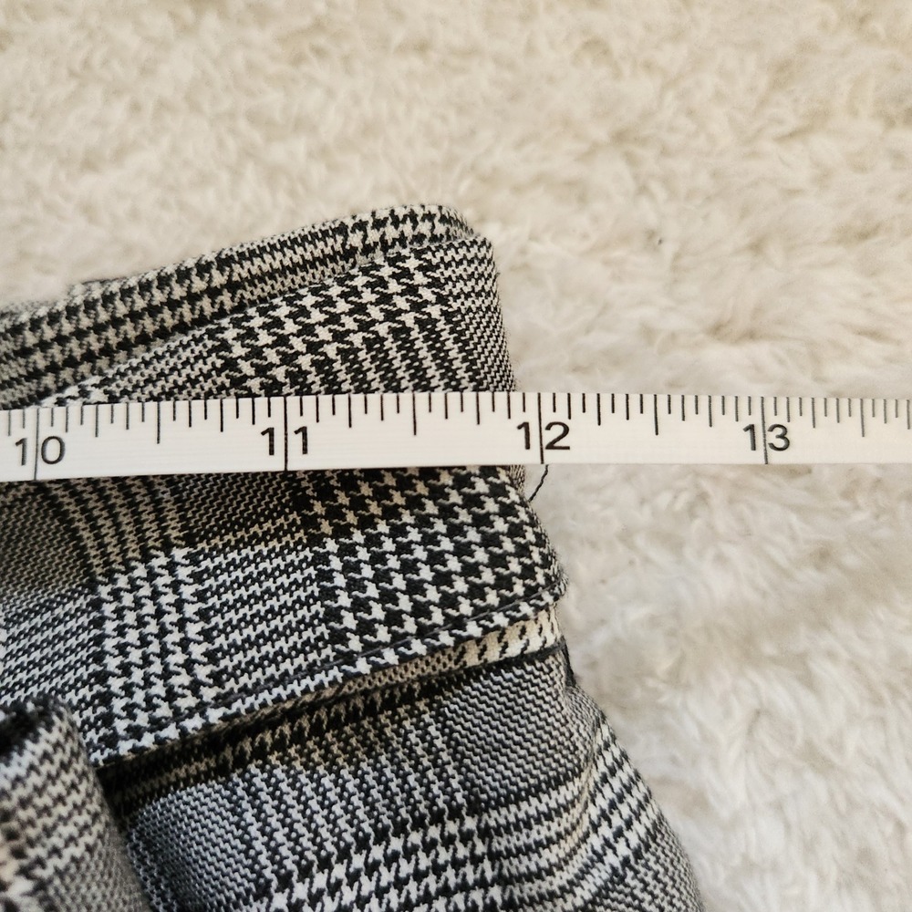 H&M Womens Shorts Size 2 Plaid Paperbag‎ Waist Tie Belt Grey - Picture 2 of 4